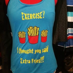 Humorous Exercise Tank - Neon Blue